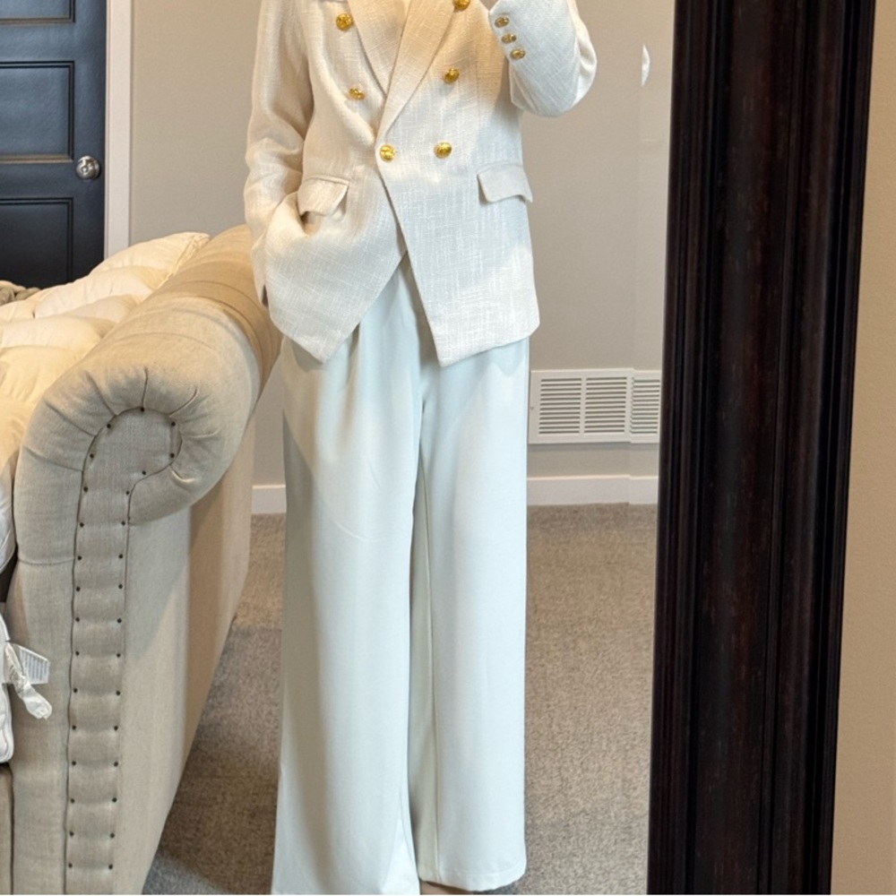 Cream Wide Leg Trousers for Formal Occasions